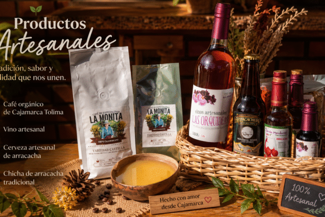 Asomonita café de origen de calidad, vino artesanal, cerveza de arracacha parque principal de Cajamarca Tolima
